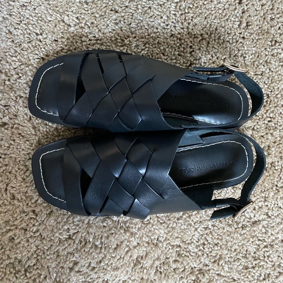 EUC Loeffler Randall Black Grayson Braided Leather Flat Sandals (Size: 7 1/2) - Picture 4 of 10